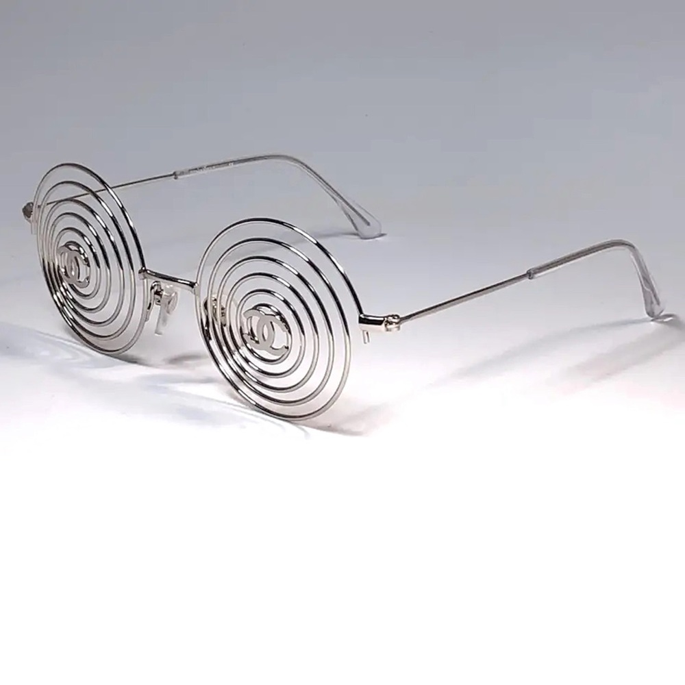 CHANEL Rare 1996 Runway Silver Spiral CC Eyewear 🌀 Collectors Item 🌀